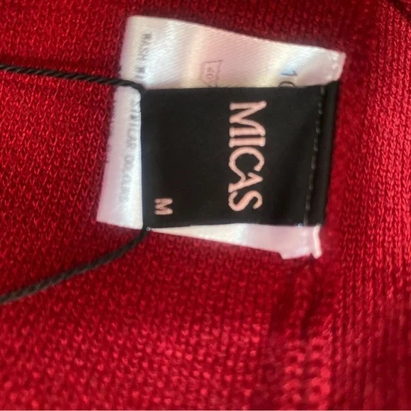 Red Button-Front Cardigan Sweater with Gold Accents - Picture 3 of 4